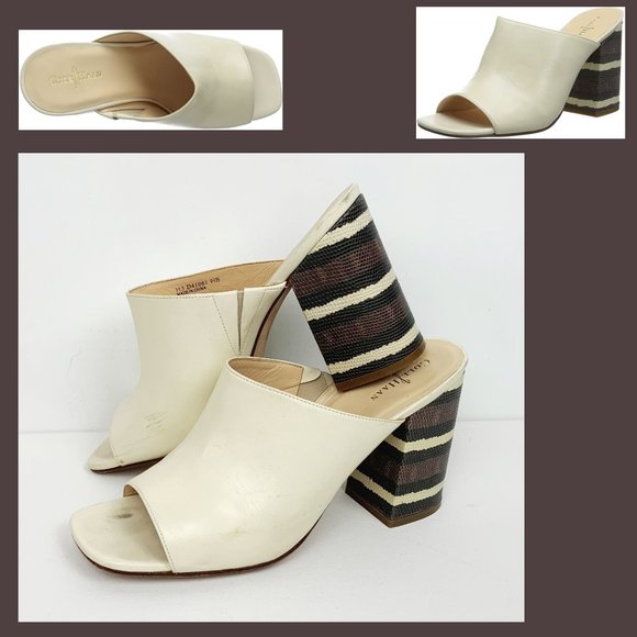 Cole Haan Shoes - Cole Haan Luci Slide Sandal Ivory Heel Lizard